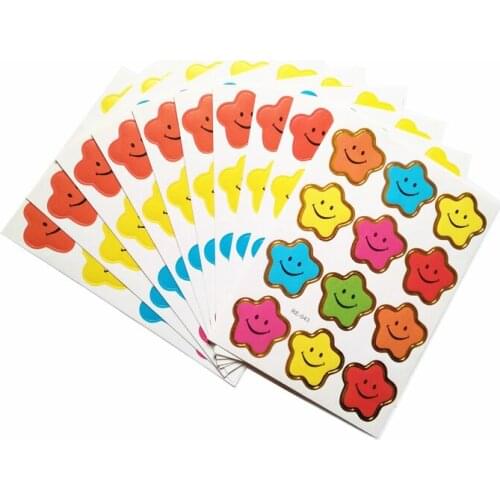 10 sheets/lot 9*12.5cm Children kids Reward five-pointed star Stickers School Teacher Merit Praise Class Sticky Paper Lable toys
