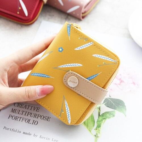 2021 New Women Cute Wallet Zipper Buckle Folding Girl Wallet Brand Designed Pu Leather Small Coin Purse Female Card Holder