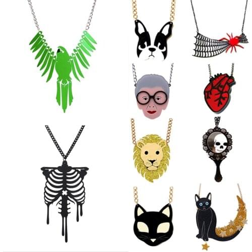 Women Men Necklace Huge Necklace Acrylic Party Fashion Punk New Cartoon Gifts Eye-Catching Night Club Hip Hop Flower Animal Cool