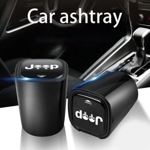 Car Ashtray With Blue LED Light Metal Liner Car LOGO styling Accessories