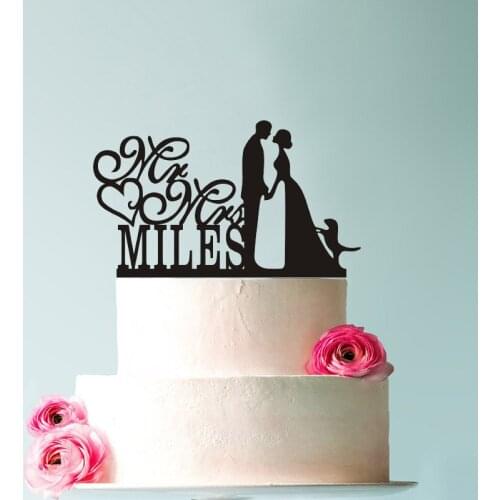 Personalized Mr & Mrs Last Name Kissing Couple Custom Wedding Cake Topper Acrylic Wood Cake Topper Customized Wedding Topper