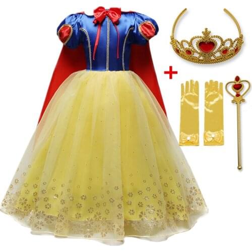 4-10 Years Snow Dress for Girls Birthday Party Dress Up Princess Dress Halloween Cosplay Costumes Teenager Girls Clothing