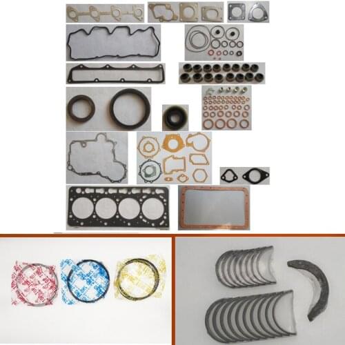 Complete repair Overhaul engine full gasket set kit crankshaft connecting rod bearing piston ring for Kubota engine: V3300 16V
