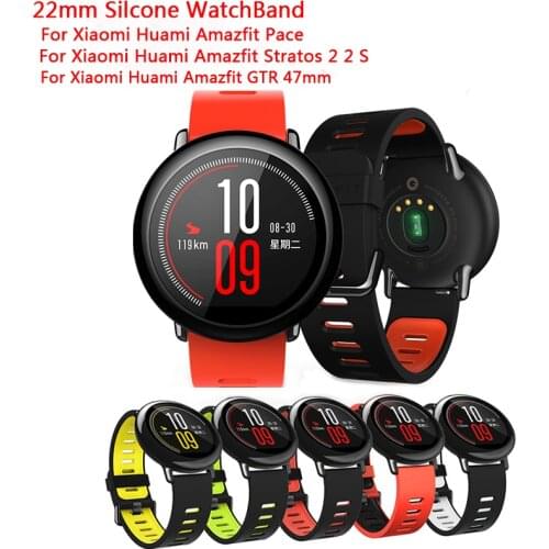 22mm Silcone WatchBand for Huami AMAZFIT Pace Sport Bracelet for Xiaomi Huami Stratos 2 Smart Watch Strap replacement Wrist band