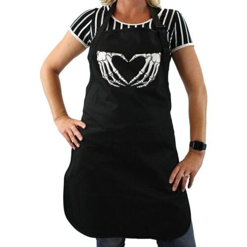 Funny Halloween Heart Skeleton Hands Cooking Apron family friend BBQ party dinner decoration mom wife girlfriend fiancée gift