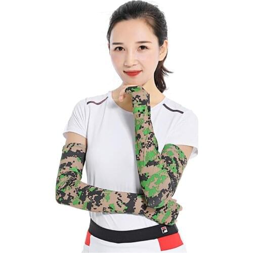 Ice Silk Sleeves For Outdoor Riding Breathable Camouflage Sports Sleeves Elastic Fingerless Arm Cover
