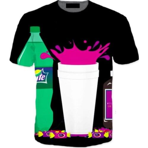 Sippin That Lean Tee Sprite Codeine Double Cups Purple Drank 3d Crewneck T-Shirt Women Men Casual Summer Style T Shirt Tops Tees
