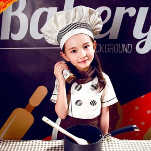 Chef Uniform For Kids Cook Jackets Halloween Costume For Boys Girls Kitchen Waiter Waitress Clothing Sets