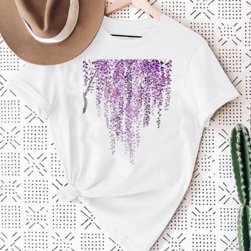 Women Flower Floral Girl Ladies 90s Cute Short Sleeve Graphic Summer Fashion Print Female Clothes Tops Tees Tshirt T-Shirt