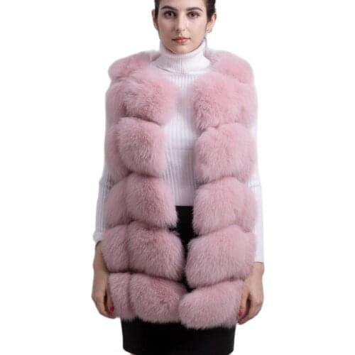 QIUCHEN 2020 New Arrivals Free shipping Hot Sale Natural Fox Fur Long Vest Real Gilet Winter High Quality Women Coat Sleeveless