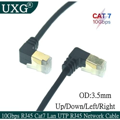 10Gbps RJ45 Cat7 Lan Cable UTP RJ45 Network Cable Ethernet Cable for Cat6 Compatible Patch Cord 90 Degree Up Down Right Angle