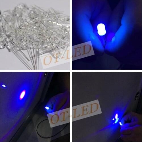 1000pcs 5mm Ultraviolet 395nm 400nm UV LED Diode Light Emitting Lamp 5 mm UVLED Ultra Violet Purple 5 mm Round Water Clear Lens
