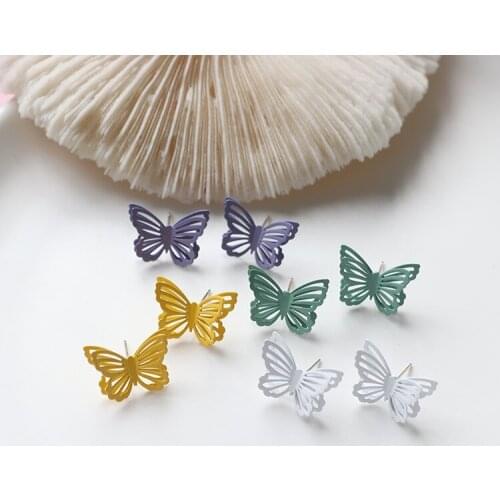 2 PCS 16x12mm Metal Copper Butterfly Stud Earrings DIY Earrings Accessories DIY Jewelry Findings