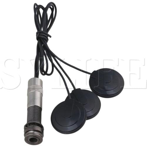 3 Sensor Guitar Violin Piezo Contact Microphone Pickup Black with Jack