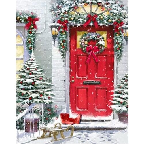 5D Diy Diamond Painting Christmas Doors Diamond Embroidery Cross Stitch Full square Rhinestone Mosaic paintings by numberZP-2644