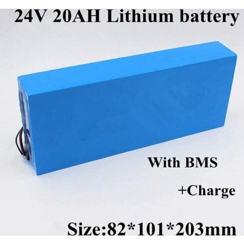 24v 20ah Lithium Ion Battery Pack 18650 Cells with BMS for 250w 350w 24v Bicycle Motor Electric Cart Travel Scooter+ 2A Charger