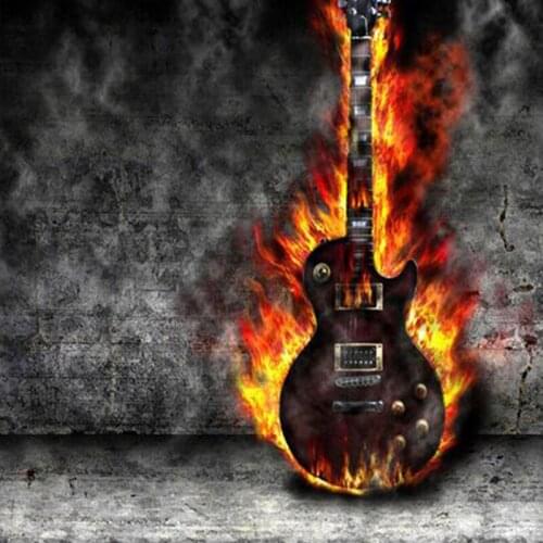 5D Diy Full Diamond Painting Flame Guitar Cross Stitch Round Diamond Mosaic Craft Diamond Embroidery Needlework Home Paintings