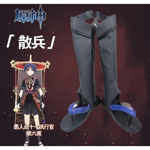 Anime Genshin Impact Scaramouche Cosplay Wig Scaramouche Cosplay Shoes Boots Halloween Carnival Accessories