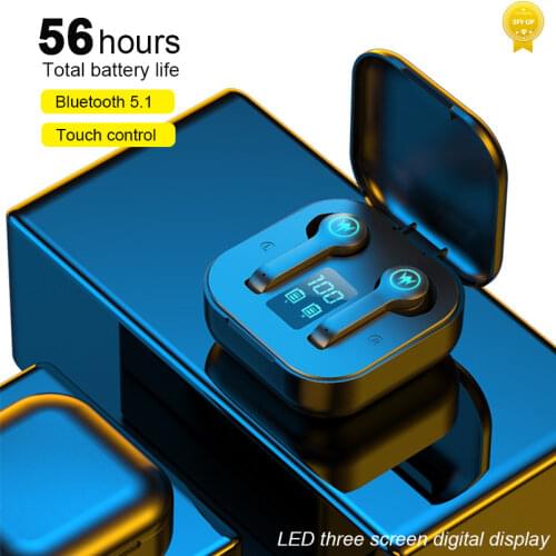 56 Hours Long Battery Wireless Bluetooth V5.1 Headphones HIFI Stereo Bluetooth Earbuds Call Earphones Gaming Headsets with Mic