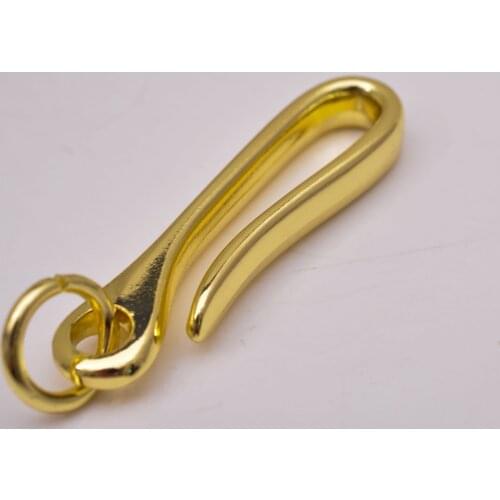 5pc 70mm Quality Solid Bling Gold Car KeyChain Key Ring Belt U Hook Loop Wallet Chain Accessories Fish Hook SET