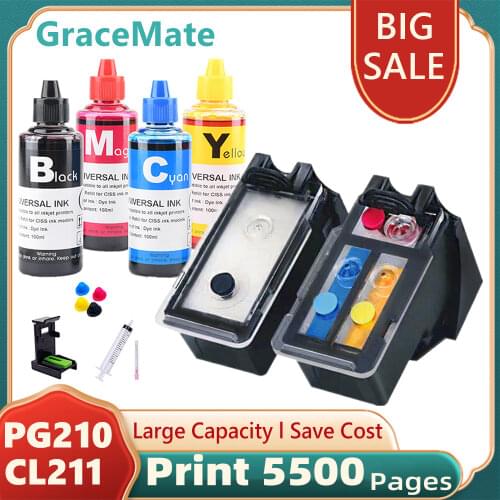 PG210CL211 Pixma IP2700 IP2702 MX320 MX330 MX340 MX350 MX410 Printer Ink Cartridge Replacement for Canon Inkjet PG210 CL211 XL