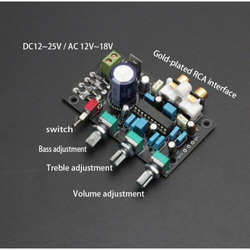 DC12~25V AC 12V~18V LM1036 Fever Tone Preamp Board with Equal Ring and High and Low Sound Adjustment Super NE5532 Preamp