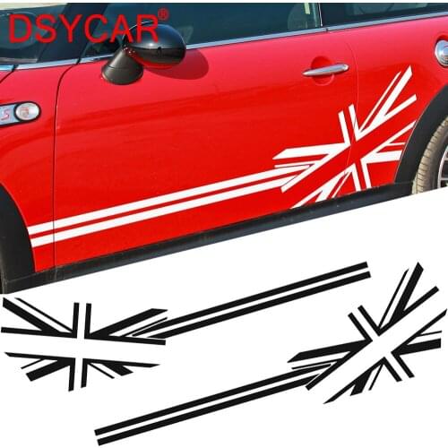 DSYCAR 1Pair Car Racing Lattice Door Side Stripes Body Decal Stickers Car Styling Accessories for BMW MINI Cooper S
