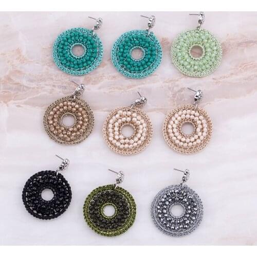 Statement Oorbellen Handmade Crystal Beads Round Earrings For Women Ladies Party Gifts original design Wedding brides Jewelry