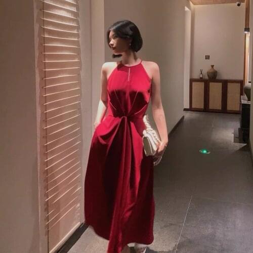 Elegant Sleeveless Dress French Long Style Hepburn Suspender Skirt Robe Femme Pastel Vestidos De Festa Dresses Woman Party Night