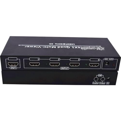Larryjoe HDMI 4X1 Quad Multi-Viewer HDMI Quad Screen Real Time Multi-Viewer Splitter Seamless Switcher 1080P 60Hz 3D IR Control