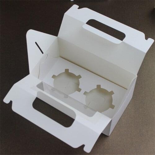 2Cupcakes With Clear Windows Paper Board Macaron Packaging Cases Containers Kawaii Portable Dessert Biscuit Wrapping Cases Decor