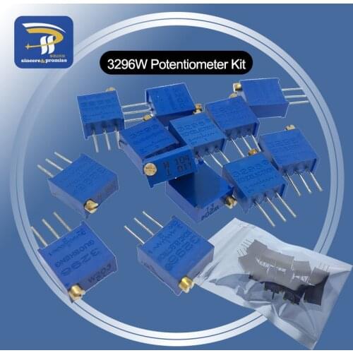 13ValuesX1PCS potentiometer Kit High Precision 3296W Variable Resistor 100R -1M 200R 500R 1k 2k 5K 10K 20K 50K 100K 200k 500k