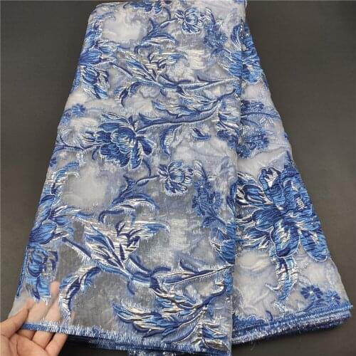 Latest African Lace Fabric 2021 High Quality Brocade Jacquard Lace Fabric French Organza Nigerian Lace Fabric For Party ogs0013