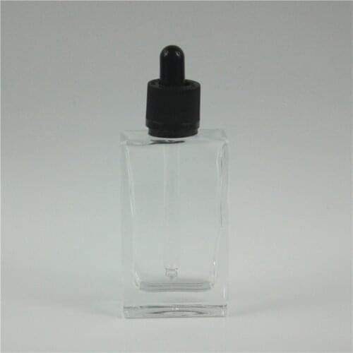 Fast Shipping 50pcs/lot 50ml Square Clear Glass Essential Oil Bottle With Dropper 1OZ Essential Oil Container Perfume Bottle