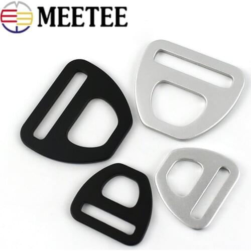 Meetee10pcs 15/20/25/38mm Aluminum Alloy Strap Hang Hook Pet Tape D Ring Buckle DIY Adjustment Belt Buckles Webbing Slider Clasp