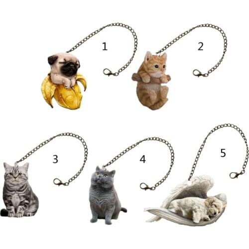 Cute Dog Cat Car Ornament 3D Effect Vehicle Interior Pendants Birthday Gifts R9CC