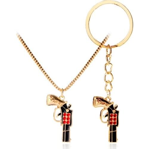 Fashion Korean Creativity Personality Gun Pendant Necklace Hiphop Men Jewelry Wholesale Gold Color Ally Enamel Necklace 12pcs/lo