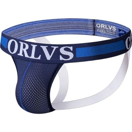 2020 ORLVS Brand sexy gay jockstrap men underwear sissy panties tanga men thong g string mesh double jockstrap thongs OR115