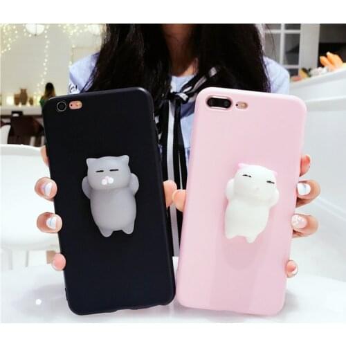 Squishy Cat Soft Phone Case for iPhone X 6 6s Cute Case for iPhone 8 7 6s 8 plus XS MAX XR 3D Doll Phone Accessories Capa