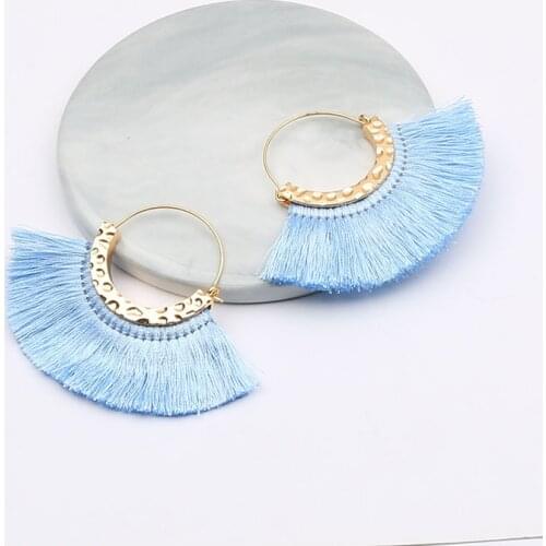 New Arrive Fan Round Long Tassel Earrings for Women Party Christmas jewelry Accessories Pendientes Mujer Moda 2021 Gold Earrings