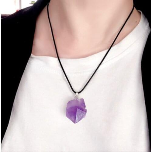1PC Amethysts Crystal Pendant Purple Mineral Irregular Shape Reiki Lavender Semi-precious Natural Stone Fashion Jewllery Item