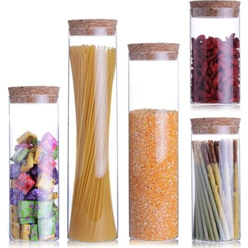 1 piece Transparent glass jars Seal jars Grains storage Bottles spice jar kitchen storage cans Kitchen Storage Organization