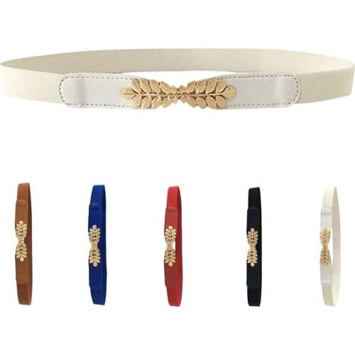 Elastic Women Belts Strap Thin Skinny Ladies Dress Waist Belt Leather Gold Buckle Female Red Belts ceinture femme pasek damski