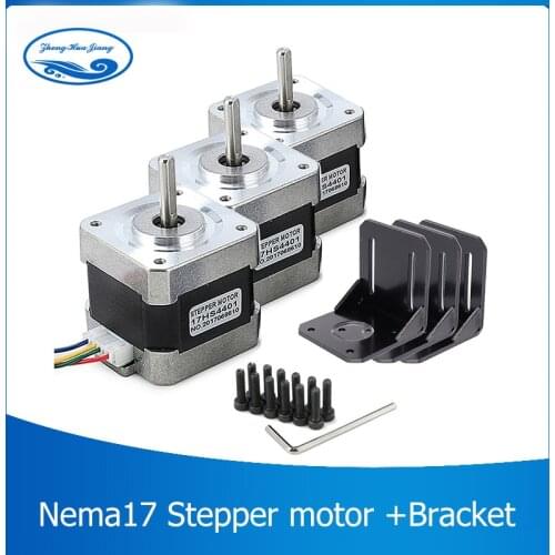 3pcs/lot 4-lead Nema17 Stepper Motor 42 motor Nema 17 motor 42BYGH 1.7A (17HS4401) motor for CNC XYZ