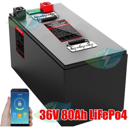 Waterproof Lifepo4 battery 36V 80Ah with BMS for 80lbs 112lbs trolling motor sea fishing boats +10A charger