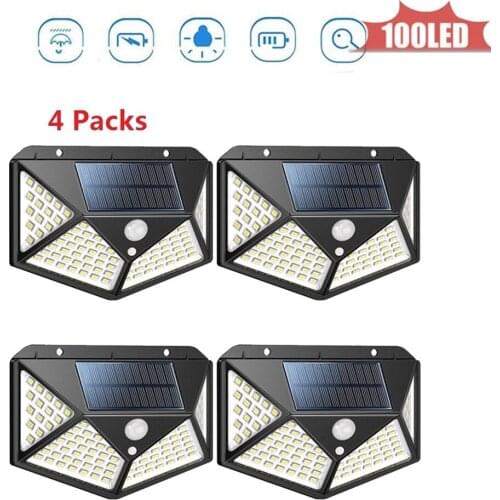 100LED Waterproof IP65 Outdoor Solar Garden Light Sunlight LED Solar Light For Grassland Landscape Lighting 4 sided 270°lighting