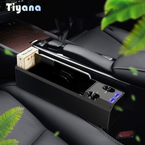 Car Seat Gap Storage Box For Multi Function Car Box Mobile Phone Dual USB Fast Charging Apple Type-C Data Cable Almacenamiento 5