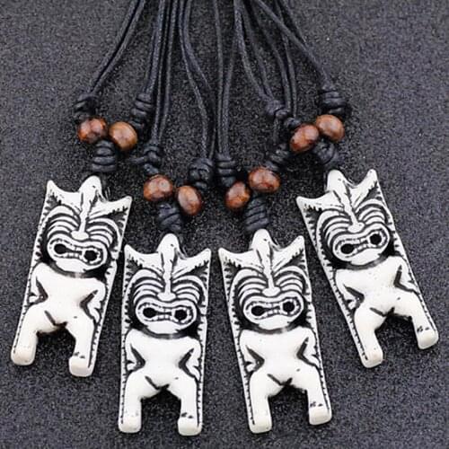 Jewelry Wholesale 12PCS Cool Boy Mens Totem Tiki Pendants Necklace Amulet Gifts MN375