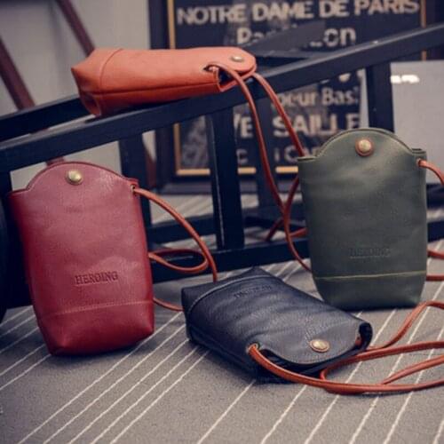 Women European Retro Mini Bag Bucket Crossbody Bag For Female Shoulder Bags PU Leather Ladies Phone Purse Small Pouch