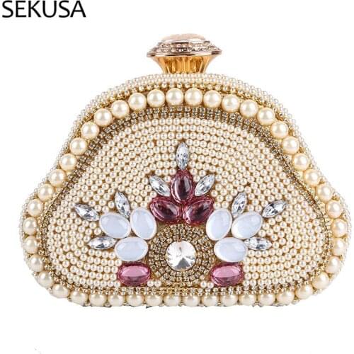 Beaded Women Day Clutch Acrylic Handmade Style Party Wedding Evening Bags Dress Crystal Dinner Gift Girl Purse